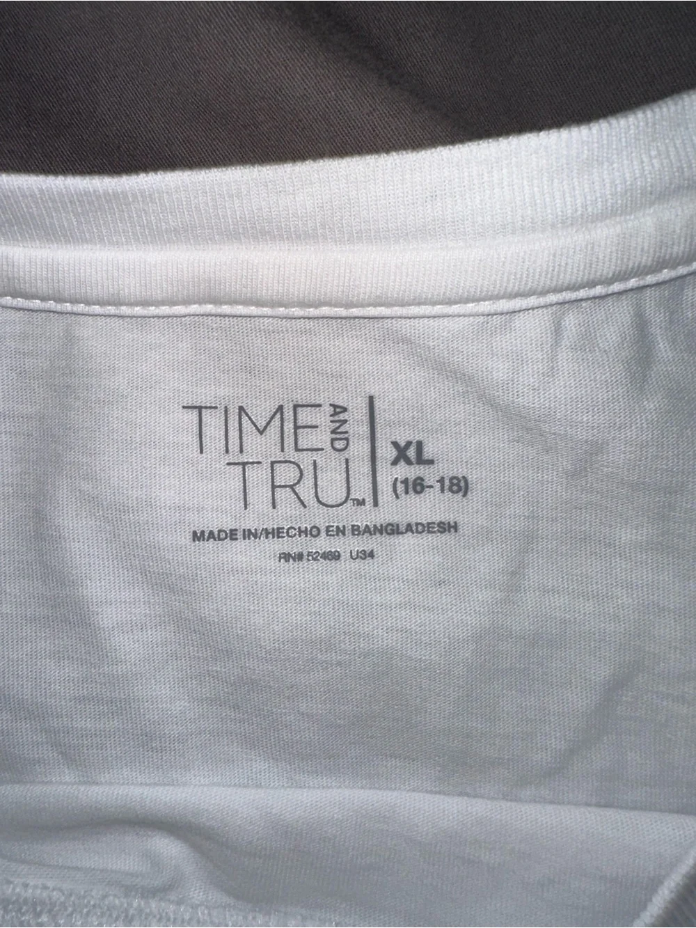 Time and Tru White Crew Neck Tee with Pocket